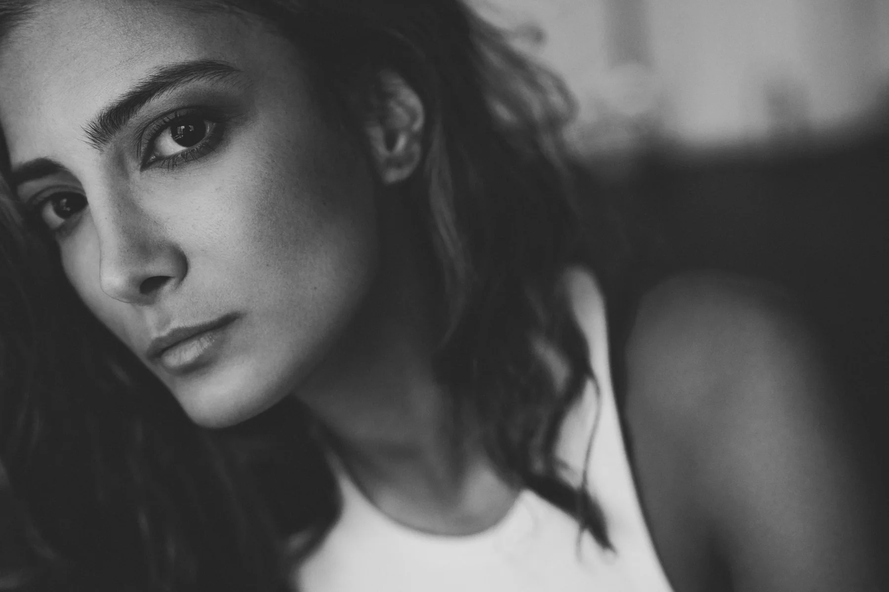 black and white portrait of a woman